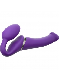 Фиолетовый безремневой вибрострапон Silicone Bendable Strap-On - size M - Strap-on-me - купить с доставкой в Реутове