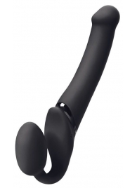 Черный безремневой вибрострапон Silicone Bendable Strap-On - size XL - Strap-on-me - купить с доставкой в Реутове