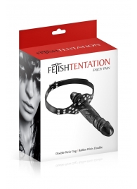Черный кляп-фаллоимитатор Double Penis Gag - Fetish Tentation - купить с доставкой в Реутове