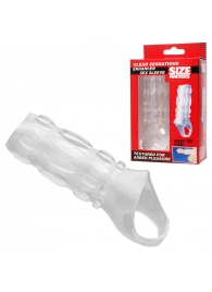 Насадка на пенис с кольцом для мошонки Clear Sensations Enhancer Sex Sleeve - 11,5 см. - XR Brands - в Реутове купить с доставкой