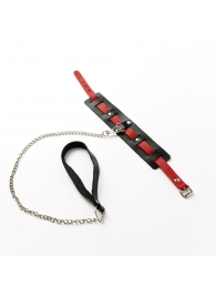 Черный ошейник с красным ремешком и поводком - Crazy Handmade - купить с доставкой в Реутове