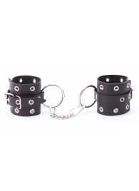 Черные кожаные наручники с люверсами - Crazy Handmade - купить с доставкой в Реутове