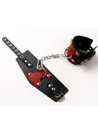 Черные кожаные оковы с красными вставками - Crazy Handmade - купить с доставкой в Реутове