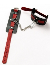 Черные оковы с красным декором и заклепками - Crazy Handmade - купить с доставкой в Реутове