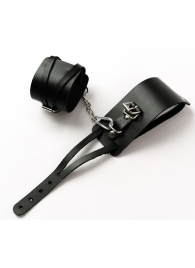 Черные кожаные оковы с креплением в виде веревочек - Crazy Handmade - купить с доставкой в Реутове