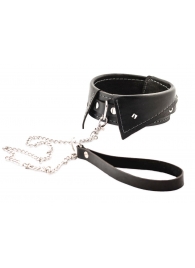 Черный ошейник-воротничок с металлическим поводком - Crazy Handmade - купить с доставкой в Реутове