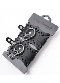 Ажурные наручники из черной кожи - Crazy Handmade - купить с доставкой в Реутове