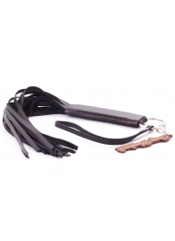 Черная кожаная плеть с удобной ручкой - 50 см. - Crazy Handmade - купить с доставкой в Реутове