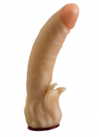 Телесная гелевая насадка-фаллос с клиторальными лепестками - 18,5 см. - LOVETOY (А-Полимер) - купить с доставкой в Реутове