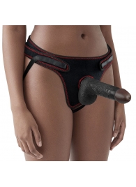 Женский темнокожий страпон Easy Strapon Set 7 Inch - 18 см. - Lovetoy - купить с доставкой в Реутове