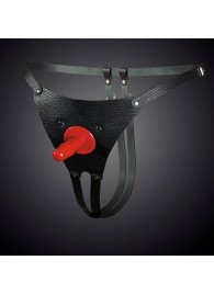 Чёрные кожаные универсальные трусики со штырьком для насадок - Sitabella - купить с доставкой в Реутове