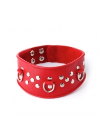 Кожаный красный ошейник с велюровой подкладкой - Sitabella - купить с доставкой в Реутове