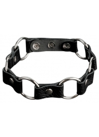 Кожаный черный ошейник с кольцами - Sitabella - купить с доставкой в Реутове