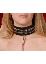 Чёрный ошейник с цепочками и поводком - Sitabella - купить с доставкой в Реутове