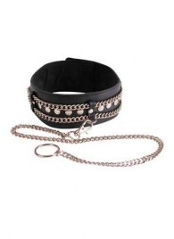 Чёрный ошейник с цепочками и поводком - Sitabella - купить с доставкой в Реутове
