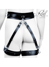 Черный кожаный пояс с гартерами - S-M - Notabu - купить с доставкой в Реутове
