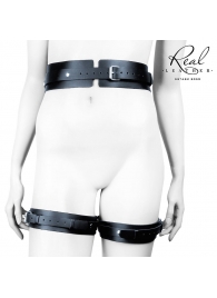 Черный кожаный пояс с гартерами - L-XL - Notabu - купить с доставкой в Реутове