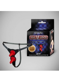 Чёрные кожаные трусики с двумя штырьками для насадок - Sitabella - купить с доставкой в Реутове