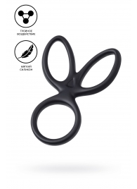 Черное тройное кольцо на пенис Kraken - A-toys - в Реутове купить с доставкой
