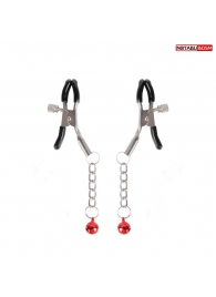 Серебристые зажимы на соски с шариками на цепочках - Notabu - купить с доставкой в Реутове