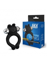 Черное силиконовое эрекционное виброкольцо Sex Expert - Sex Expert - в Реутове купить с доставкой