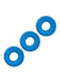 Комплект из трех голубых колец для эрекции 3-Pack Ultra-Stim Stretch Cock Rings - BlueLine - в Реутове купить с доставкой
