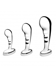 Набор из 3 стальных стимуляторов простаты Stainless Steel P-spot Training Set - b-Vibe - в Реутове купить с доставкой