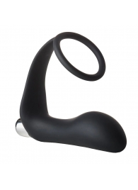 Черное эрекционное кольцо с вибропробкой Vibrating Anal Plug With Cockring - Dream Toys - в Реутове купить с доставкой