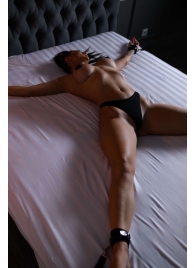 Черный кожаный набор фиксации на кровати Sex Game - БДСМ Арсенал - купить с доставкой в Реутове