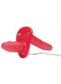 Красный женский страпон с вагинальной пробкой Bad Kitty - 18 см. - Orion - купить с доставкой в Реутове