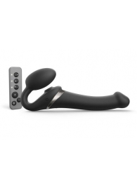 Черный безремневой страпон Multi Orgasm Size M с клиторальной стимуляцией - Strap-on-me - купить с доставкой в Реутове