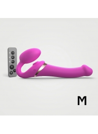 Ярко-розовый безремневой страпон Multi Orgasm Size M с клиторальной стимуляцией - Strap-on-me - купить с доставкой в Реутове