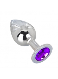 Большой плаг из стали с фиолетовым кристаллом Violet Dream - 9,5 см. - Erotic Fantasy - купить с доставкой в Реутове
