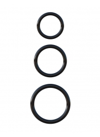 Набор из трех черных эрекционных колец Silicone 3-Ring Stamina Set - Pipedream - в Реутове купить с доставкой