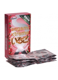 Презервативы Sagami Xtreme Strawberry c ароматом клубники - 10 шт. - Sagami - купить с доставкой в Реутове