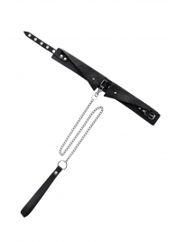 Черный кожаный ошейник-воротник с поводком - Pecado - купить с доставкой в Реутове