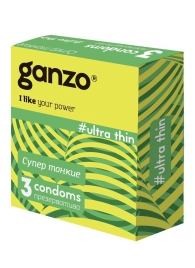 Ультратонкие презервативы Ganzo Ultra thin - 3 шт. - Ganzo - купить с доставкой в Реутове