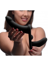 Черный вибрострапон Double Take 10X Double Penetration Vibrating Strap-on Harness - XR Brands - купить с доставкой в Реутове