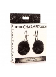 Зажимы для сосков с черным помпонами Pom Pom Nipple Clamps - XR Brands - купить с доставкой в Реутове