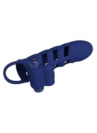 Синяя насадка на пенис Powerful Ring - 18,8 см. - Baile - в Реутове купить с доставкой