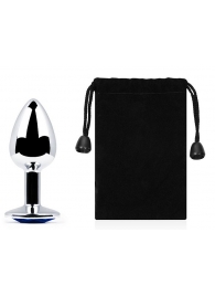 Анальное украшение BUTT PLUG  Small с синим кристаллом - 7 см. - Anal Jewelry Plug - купить с доставкой в Реутове