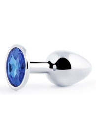 Анальное украшение BUTT PLUG  Small с синим кристаллом - 7 см. - Anal Jewelry Plug - купить с доставкой в Реутове