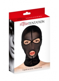 Черная сетчатая маска на голову с отверстиями для глаз и рта - Fetish Tentation - купить с доставкой в Реутове