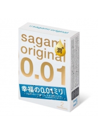 Увлажнённые презервативы Sagami Original 0.01 Extra Lub - 2 шт. - Sagami - купить с доставкой в Реутове