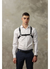 Черная мужская кожаная портупея №4 - БДСМ Арсенал - купить с доставкой в Реутове