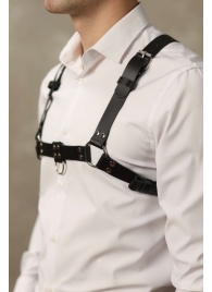 Черная мужская кожаная портупея №4 - БДСМ Арсенал - купить с доставкой в Реутове