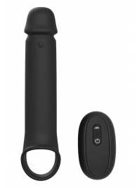 Черная насадка-удлинитель с вибрацией Vibrating Extender With Remote - Dream Toys - в Реутове купить с доставкой