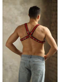 Черно-красная мужская портупея Black-Red - БДСМ Арсенал - купить с доставкой в Реутове