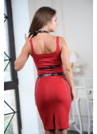 Черно-серебристая портупея-юбка plus size с цепочками - БДСМ Арсенал - купить с доставкой в Реутове