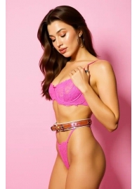 Эффектный розовый пояс из голографической эко-кожи - БДСМ Арсенал - купить с доставкой в Реутове